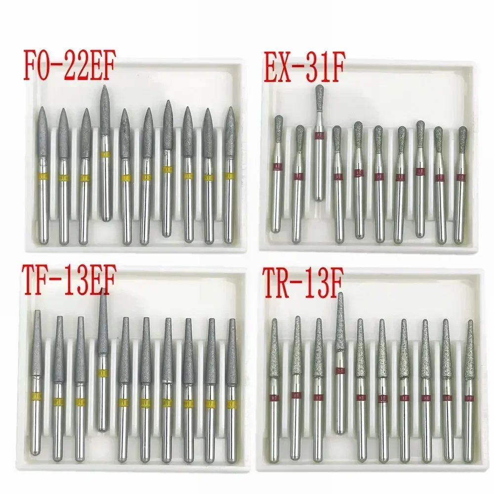 10 ชิ้น/กล่อง Dental Diamond Burs เจาะ FG เพชร 1.6mm Shank สําหรับ Handpiece Burs ความเร็วสูง