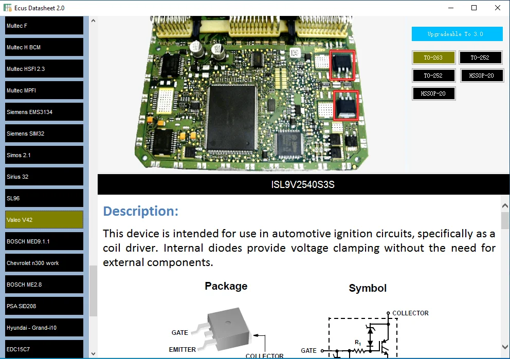 Ecus Datasheet 2.0 ECU reparasi Software PCB Schematics dengan komponen elektronik mobil ECUs dan informasi tambahan