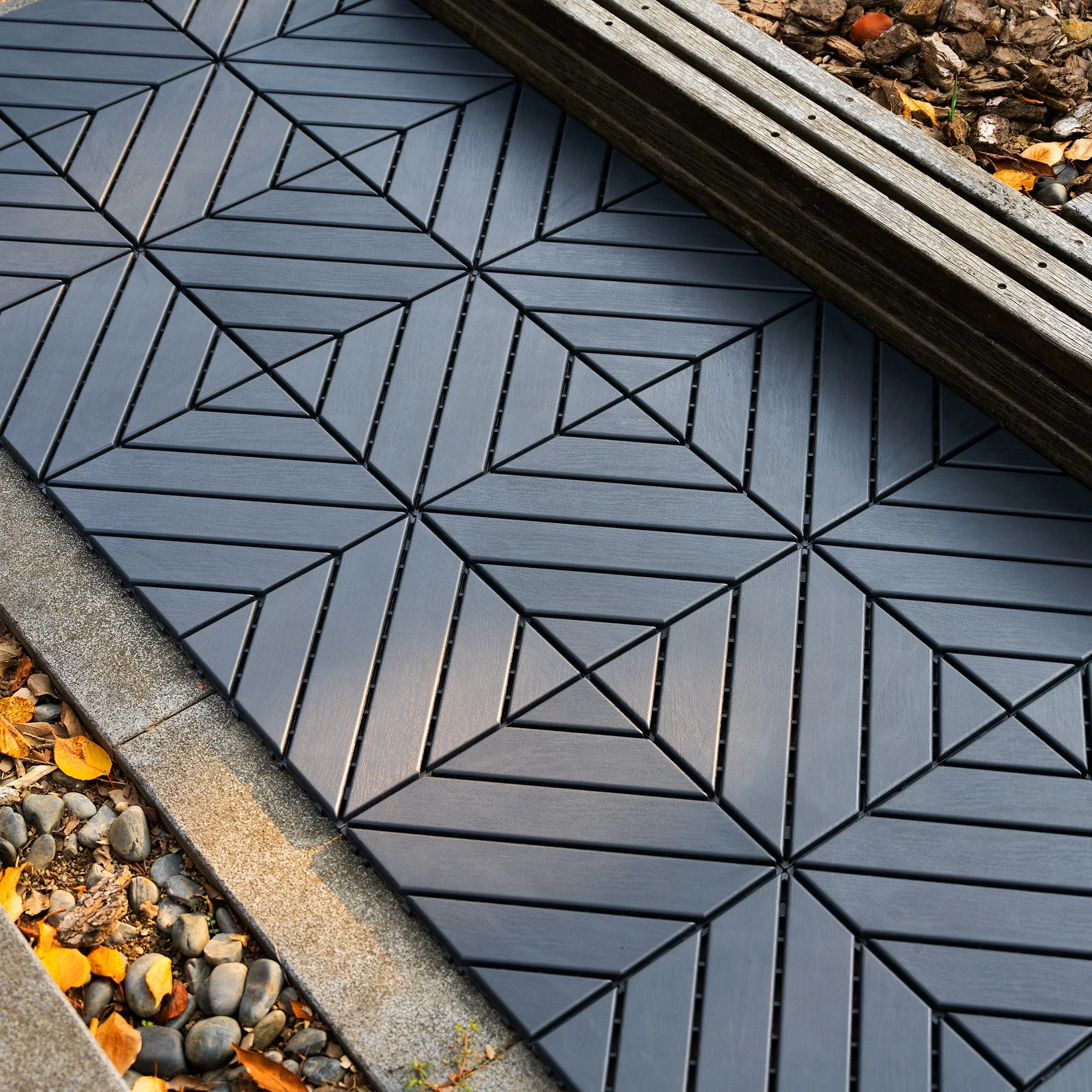 44 Pack Patio Deck Tiles, 12" x 12" Square Waterproof Outdoor All Weather Use, Plastic Interlocking Deck Tiles, Poolside Balcony