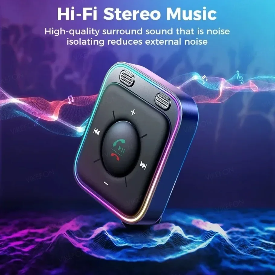 VIKEFON Bluetooth 5.4 Autoadapter mit Dual-Mikrofon Geräuschunterdrückung AUX Bluetooth Wireless Receiver Car Kit Plug-and-Play