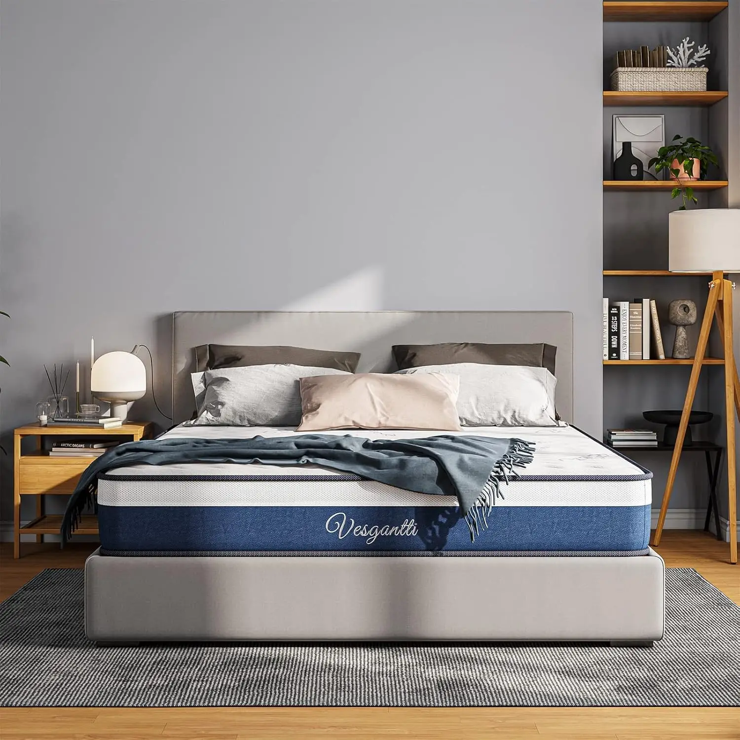 Double Mattress, 10 Inch Hybrid Mattress Double Size with Breathable Memory Foam and Individual Pocket Spring-Medium F