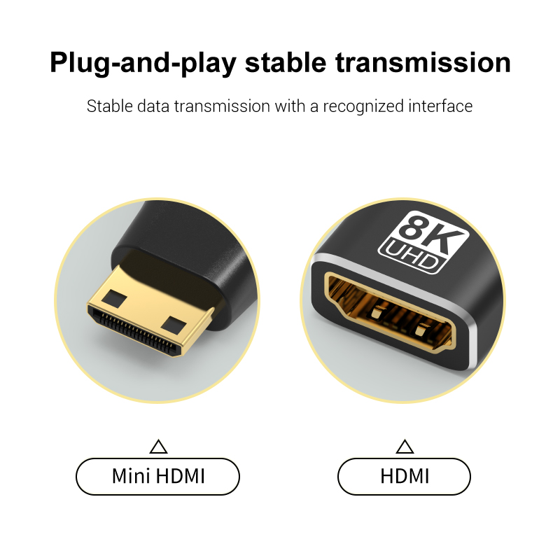 Adaptador compatível com hdmi mini/micro hdmi para hdmi adaptador 8k 60hz 4k 120hz/144hz conversor macho para fêmea para hdtv laptop ps5