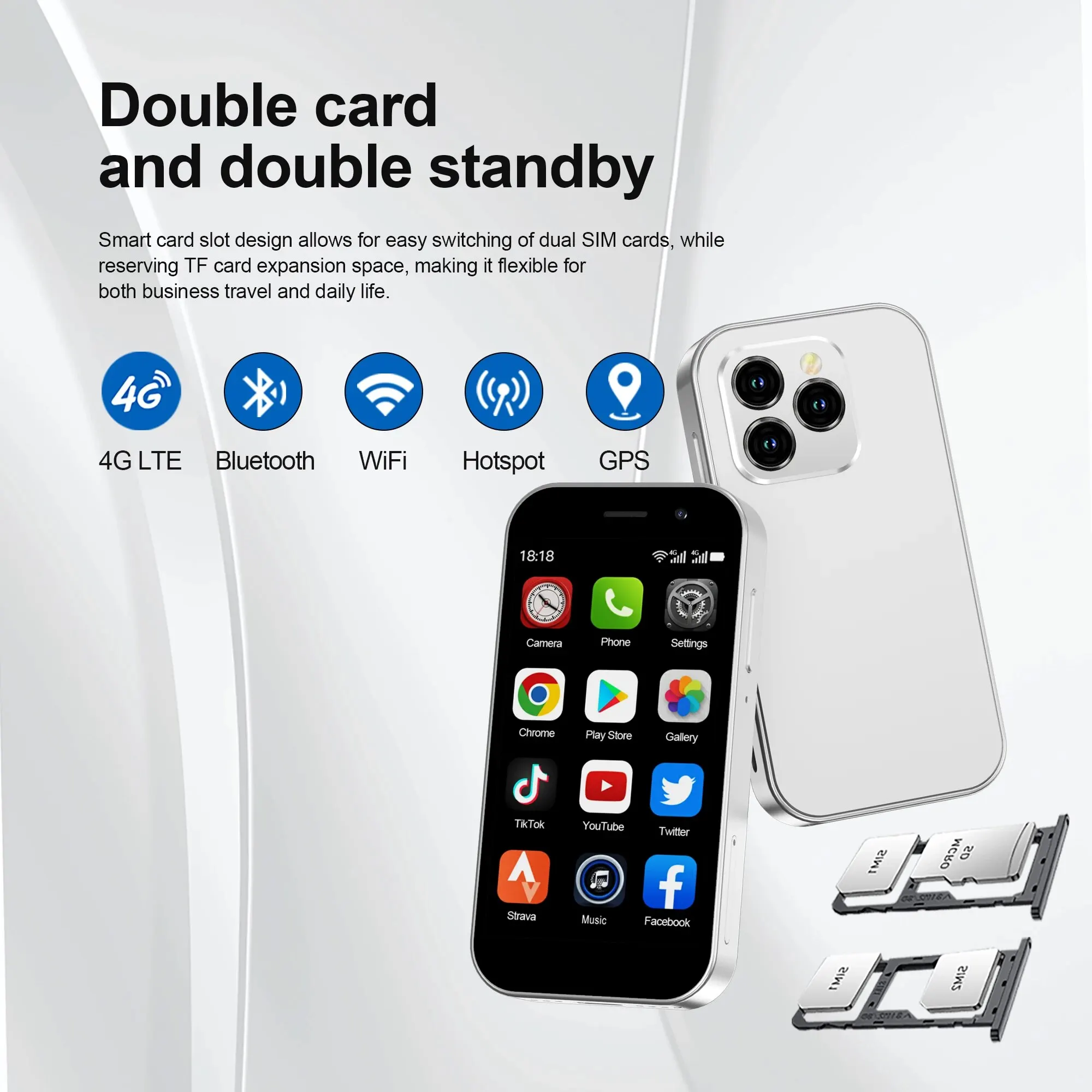 SERVO KING8000 Mini smartphone di rete cellulare 4G Android 10.0 2 GB + 16 GB Display da 3 "Camera da 5 MP Doppia SIM con Play Store WhatsAPP