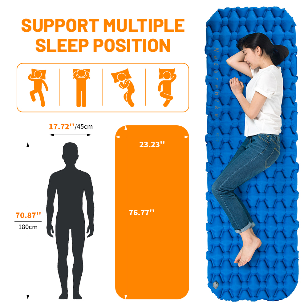 Naturehike-colchón inflable para acampar, colchoneta de aire ultraligera para dormir al aire libre, cama plegable para senderismo