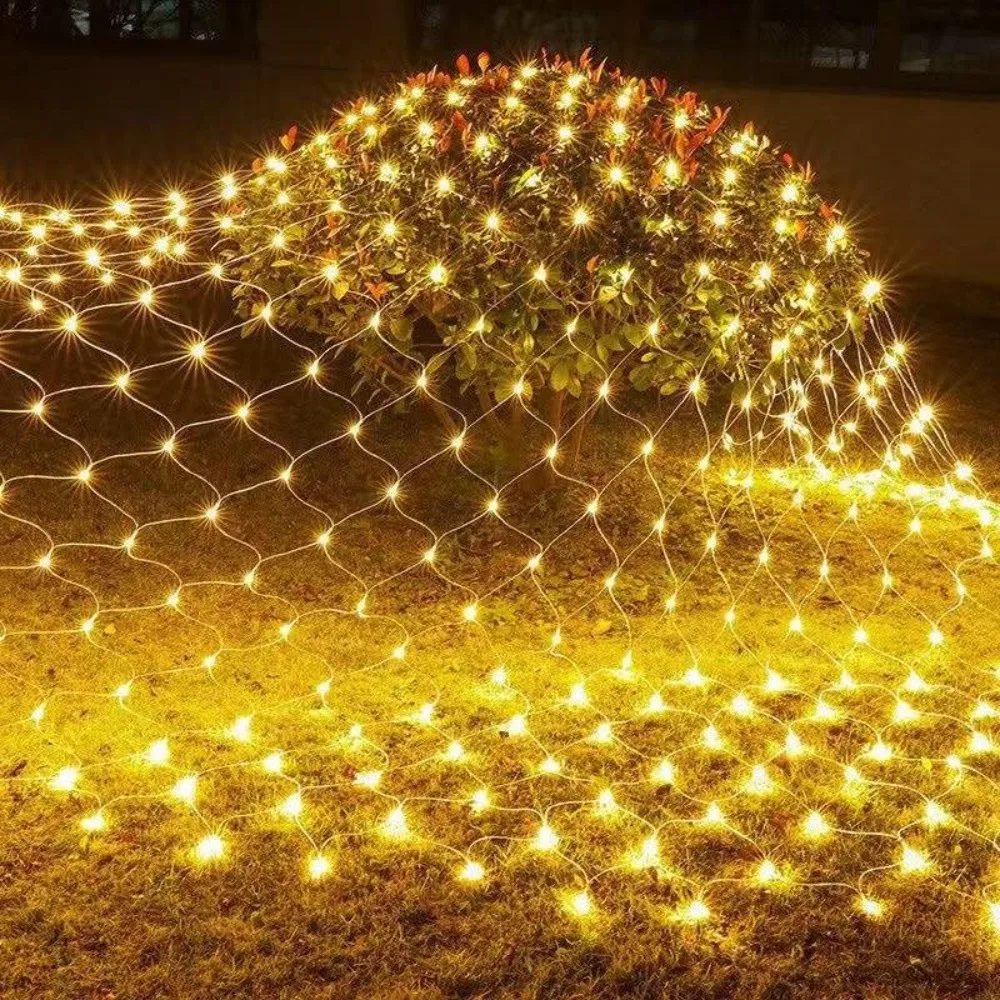 Guirnaldas de luces LED, cortina de malla de red, guirnalda de luces para exteriores, jardín, vacaciones, boda, fiesta, Navidad, decoración de la habitación del hogar