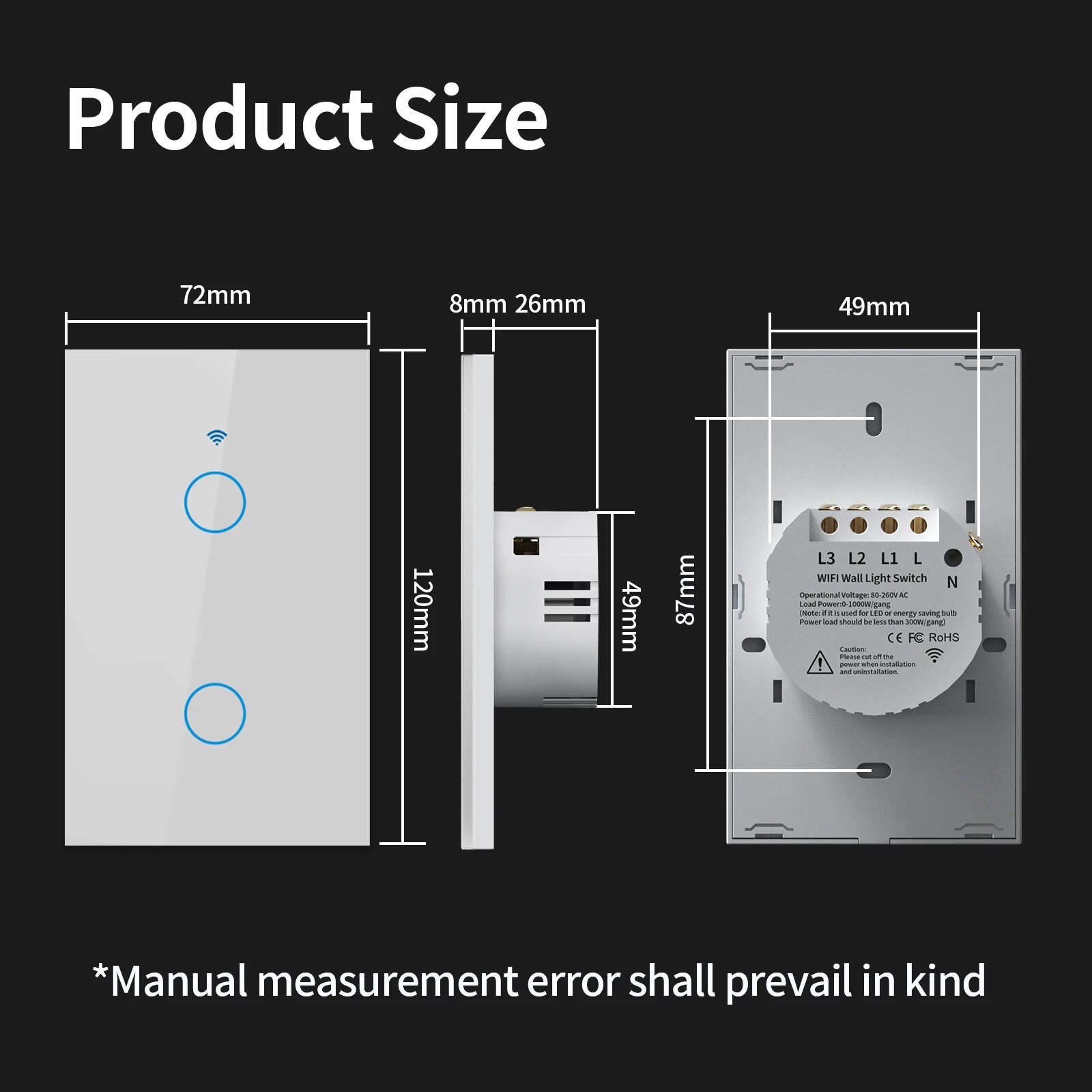 TNCE Tuya US WiFi+Bluetooth/Zigbee Smart Wall Switch RF433 1/2/3/4 Gang Smart Touch Sensor LED Light Switches Alexa Google Home