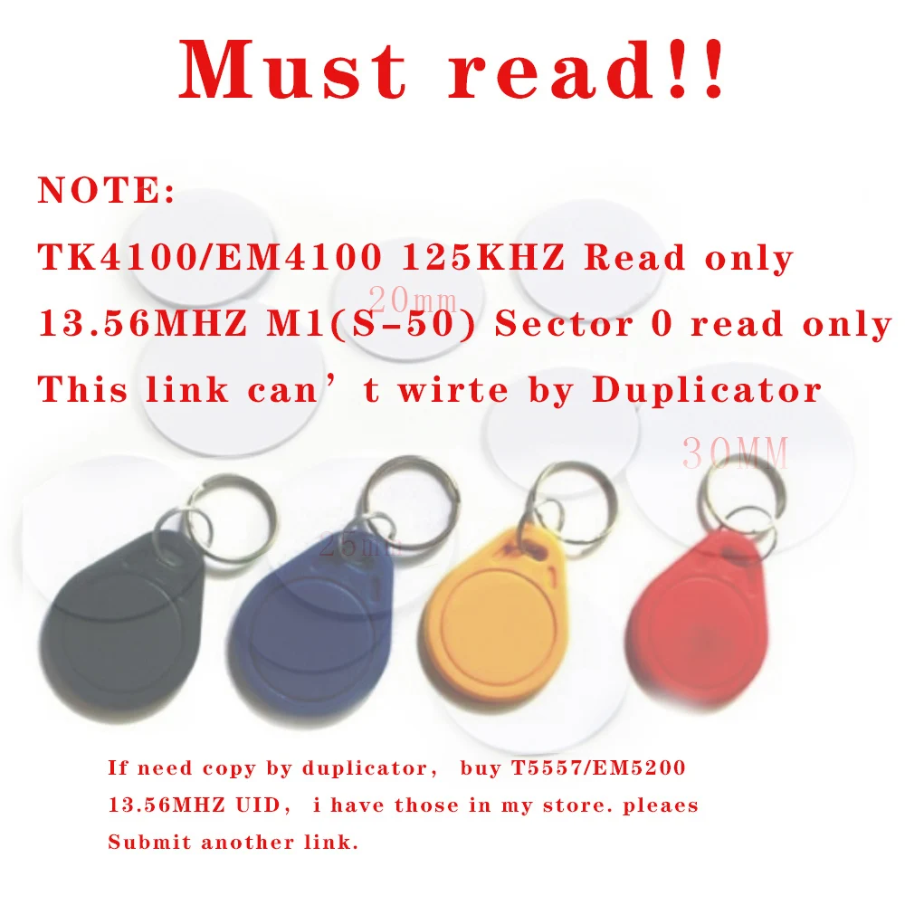 Breloki RFID IC Breloki 13,56 MHz Breloki NFC ISO14443A MF 1k Token Tag dla inteligentnego systemu kontroli dostępu