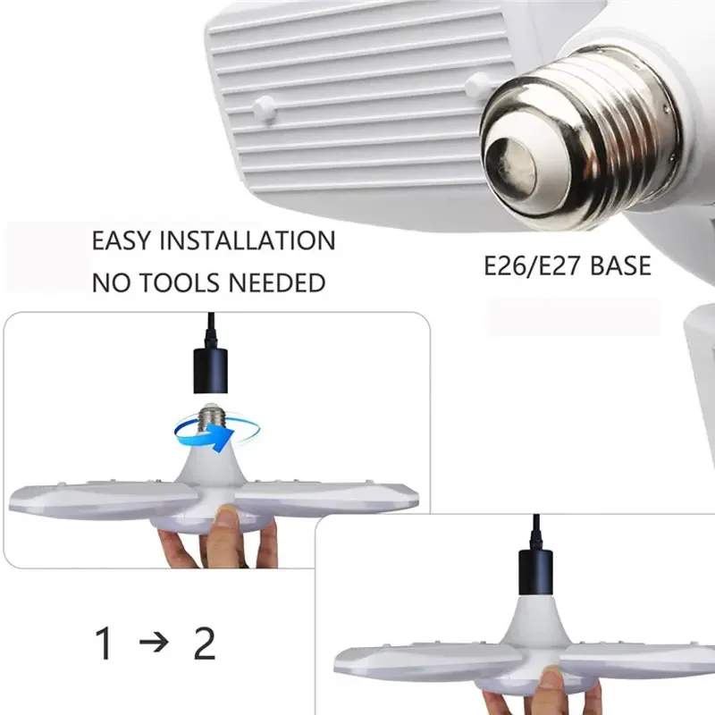 28W faltbare LED-Birne E27 Lüfterflügel LED-Lampe AC 220V 110V Bombilla Lampada Scheinwerfer für Zuhause Deckenplatte Zimmer Garage Beleuchtung