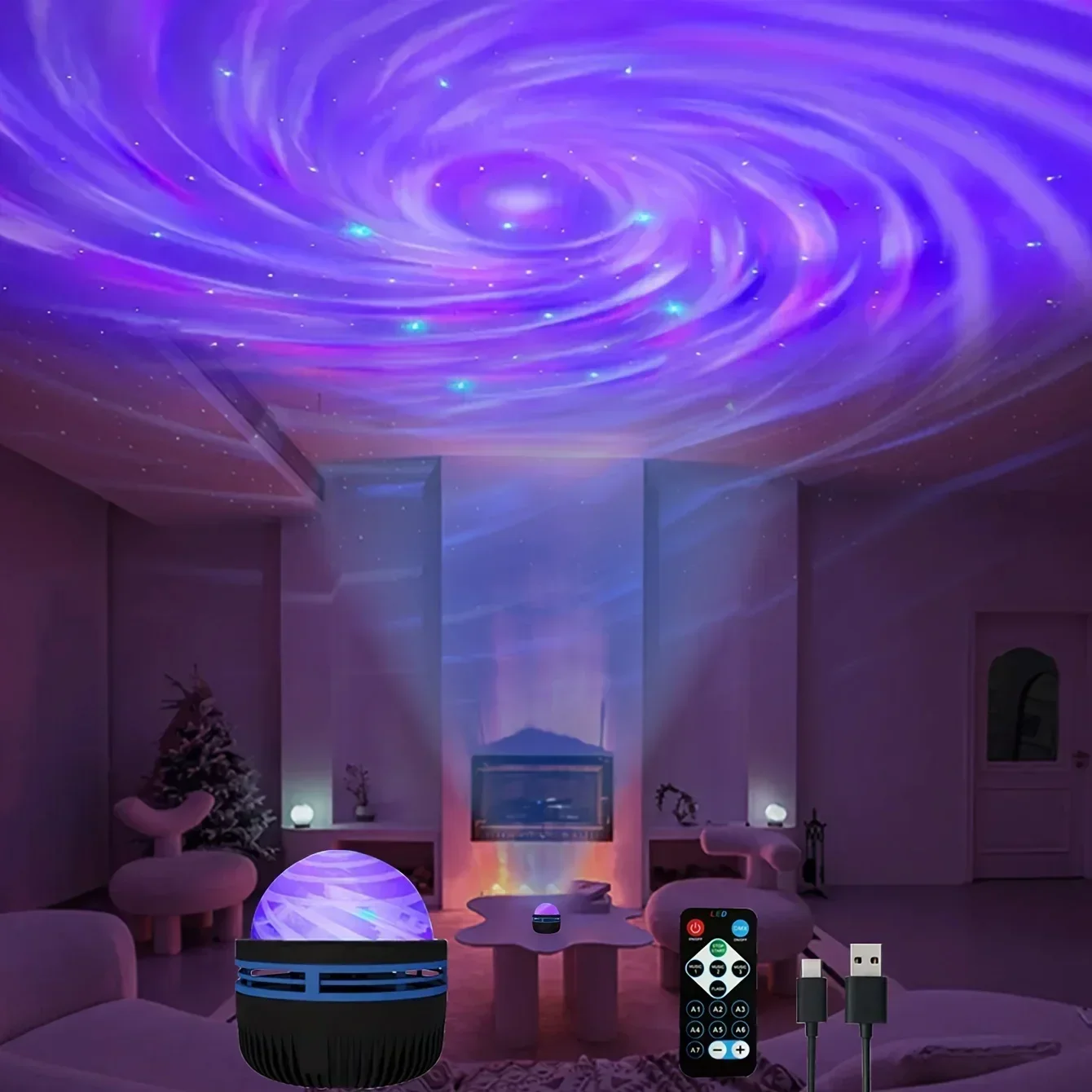 Proyector de luz LED con Control remoto multicolor para decoración de dormitorio, proyector de estrellas de Navidad, luz nocturna, regalo de Año Nuevo