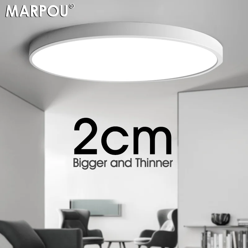 MARPOU 2 ซม.Ultra-thin LED โคมไฟเพดาน 24W 28W 38W สีขาวเย็นสีขาว Neutral สีขาวในร่มโมเดิร์นแสงตกแต่งบ้าน