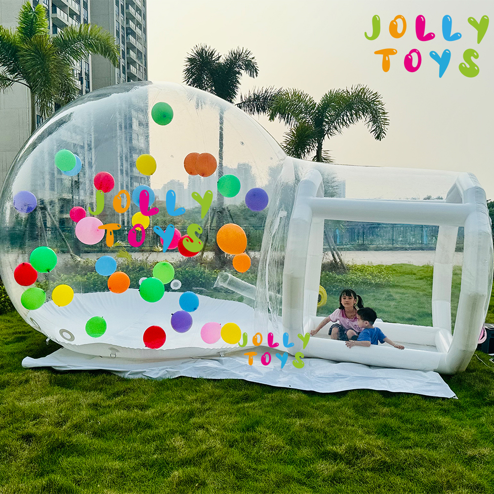 JOLLY TOYS Balloon inflatable bubble house with trampoline and transparent dome PVC material  with blower