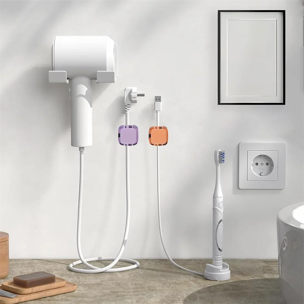 Transparent multi-color data cable fixed hook adhesive magnetic cable organizer