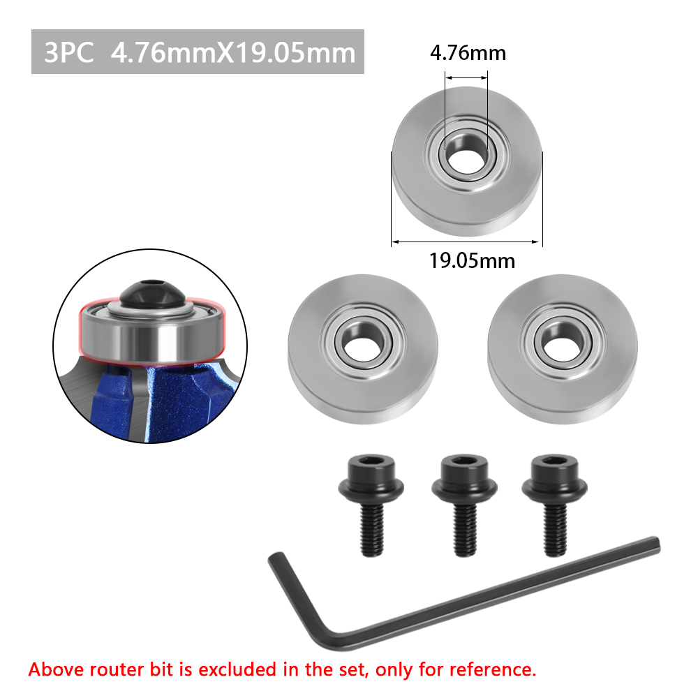 Robustes Stahllager-Zubehörset, passend für Fräserköpfe und Schaft oben montiert 1/2, 3/8, 3/4 Lager- und Anschlagring