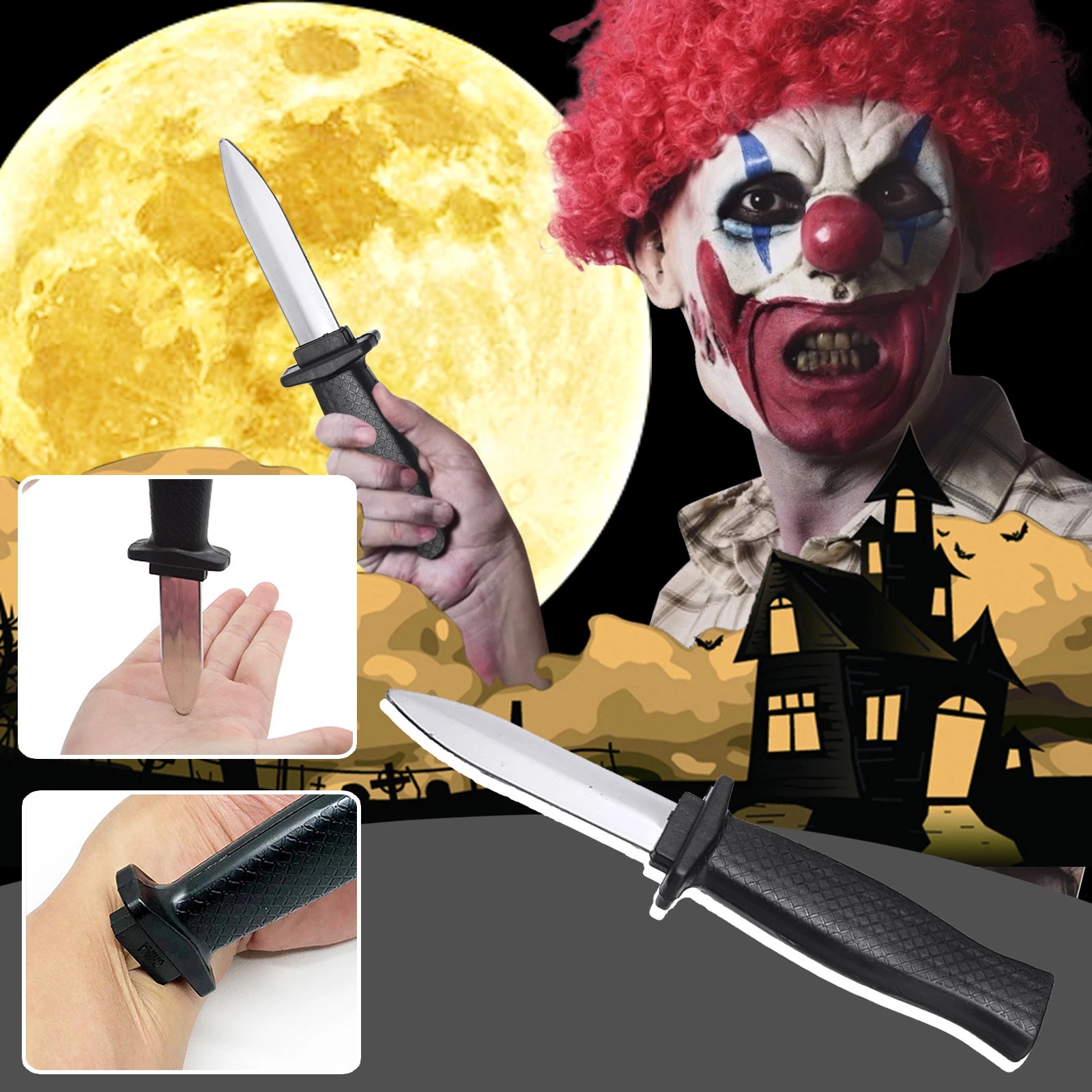 Rekwizyty Zabawki Żart Magiczny Plastikowy Wysuwany Nóż Żart Prank Rekwizyty Nóż Straszna Sztuczka Fałszywy Sztylet Śmieszne