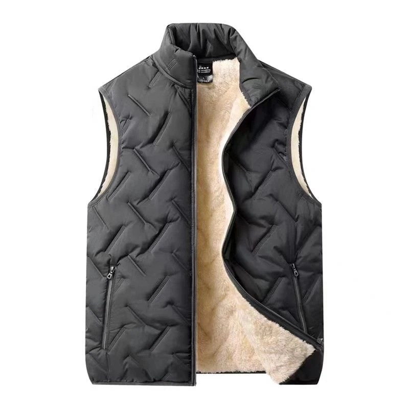 Colete Masculino For com Fce, Acolchoado e Quente, de Aodão, para Outono/Inverno, com Ombreiras de Veludo de Cordeir...