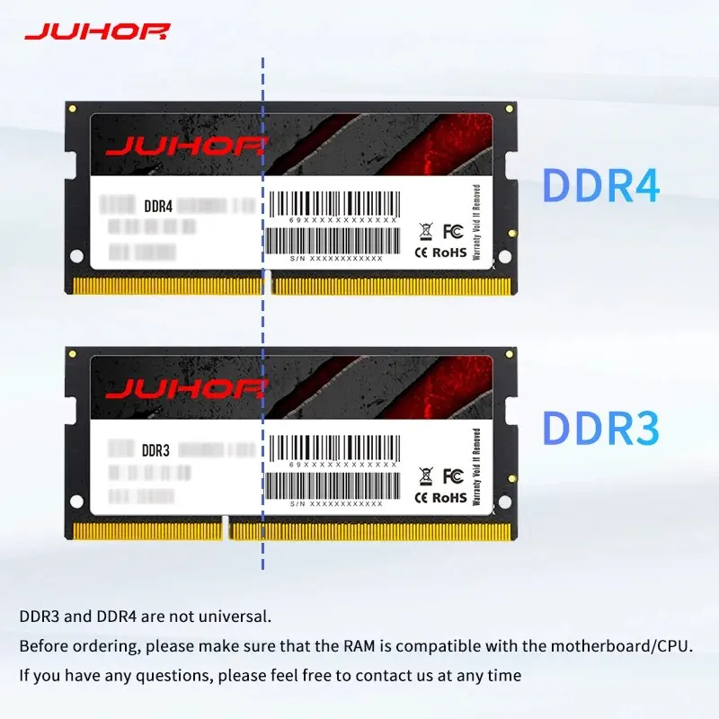 JUHOR Memoria Ram DDR4 8GB 16GB 2666mhz 3200mhz DDR3 8GB 1600mhz Sodimm Notebook High Performance Memória Portátil