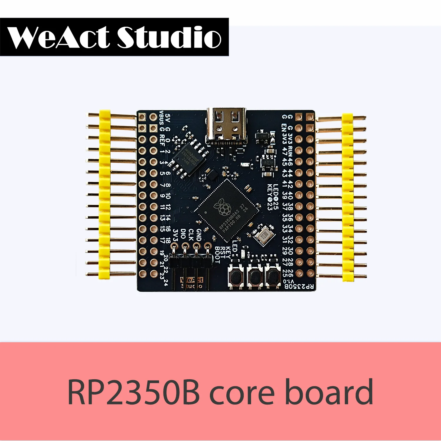 WeAct RP2350B Raspberry Pi RP2350B RISC-V Hazard3 520KByte SRAM 16MByte QSPI Flash 48GPIO Todo en salida