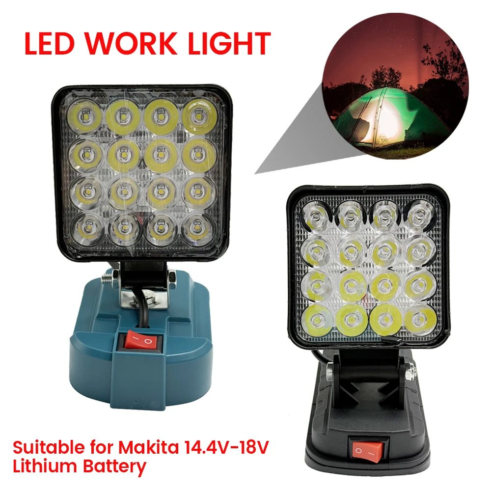 Luz de trabalho led sem fio para makita 14.4v-18v bateria li-ion lanterna ao ar livre lâmpada de acampamento iluminação de emergência