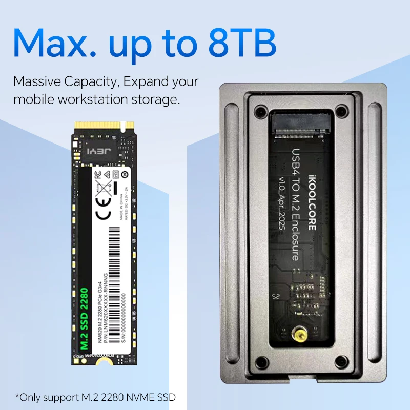 USB4 mobile hard disk box supports Thunderbolt 3/4/5, fanless cooling, silent and high-speed transmission