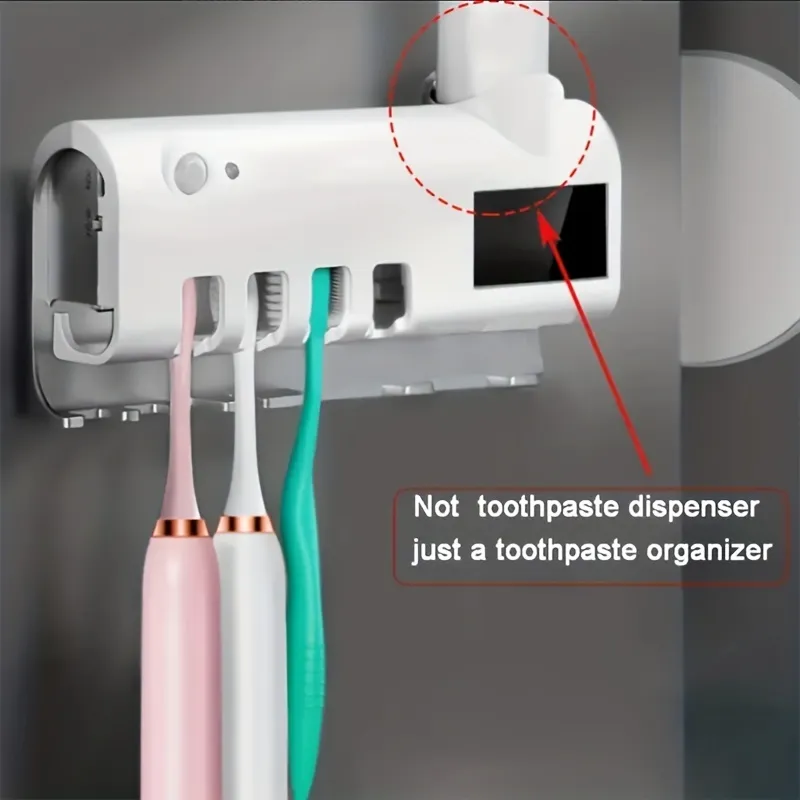 Soporte multifuncional para cepillos de dientes, esterilización UV por inducción, soporte automático para exprimidor de pasta de dientes, cepillo de dientes eléctrico