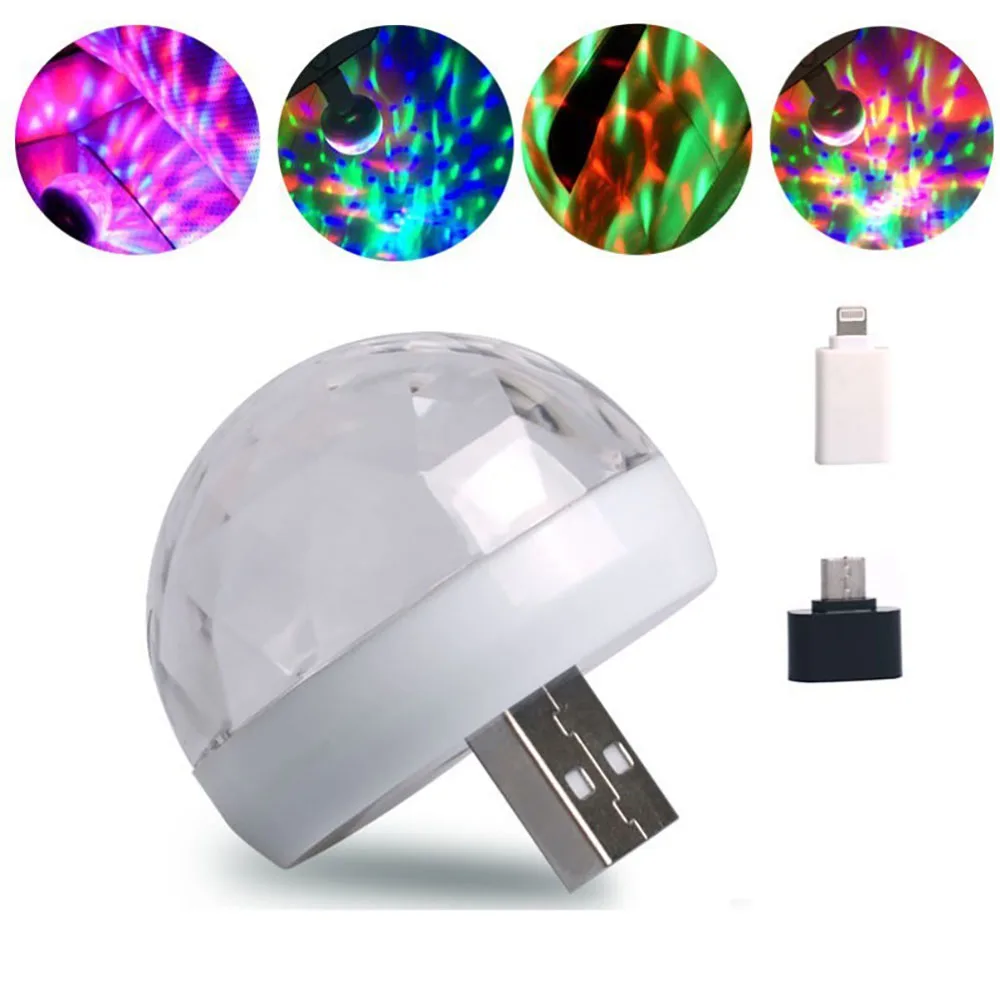 Led Apple USB 車 USB アンビエントライト DJ RGB ミニカラフルな音楽サウンドインターフェイスホリデーパーティー雰囲気インテリアドームトランクランプ