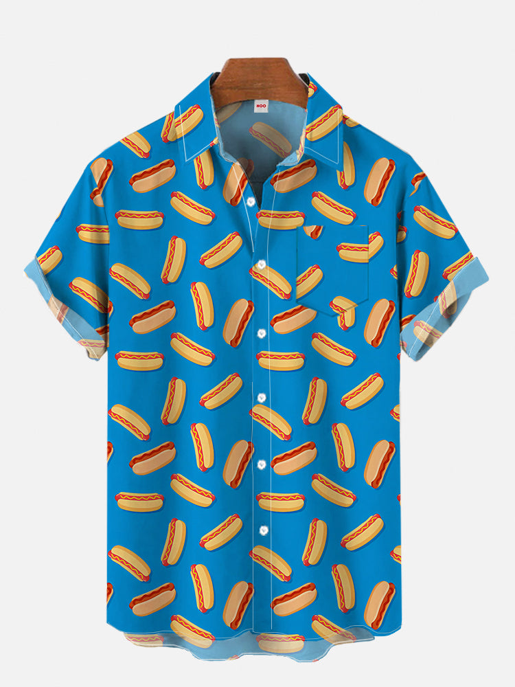 Men's Summer New 3D Printed Cartoon Small Pattern Hawaiian Shirt Casual Printed Floral Short Sleeve Hawaiian Tropical Tops