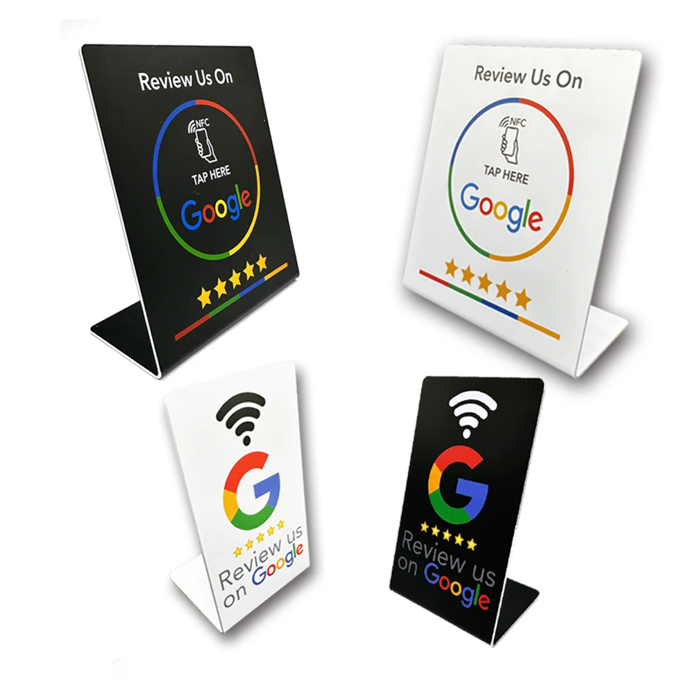 Tarjeta de revisión de Google programable de 13,56 Mhz, pegatinas acrílicas para mesa de estación NFC, soporte NFC resistente al agua, tarjeta de revisión de Google