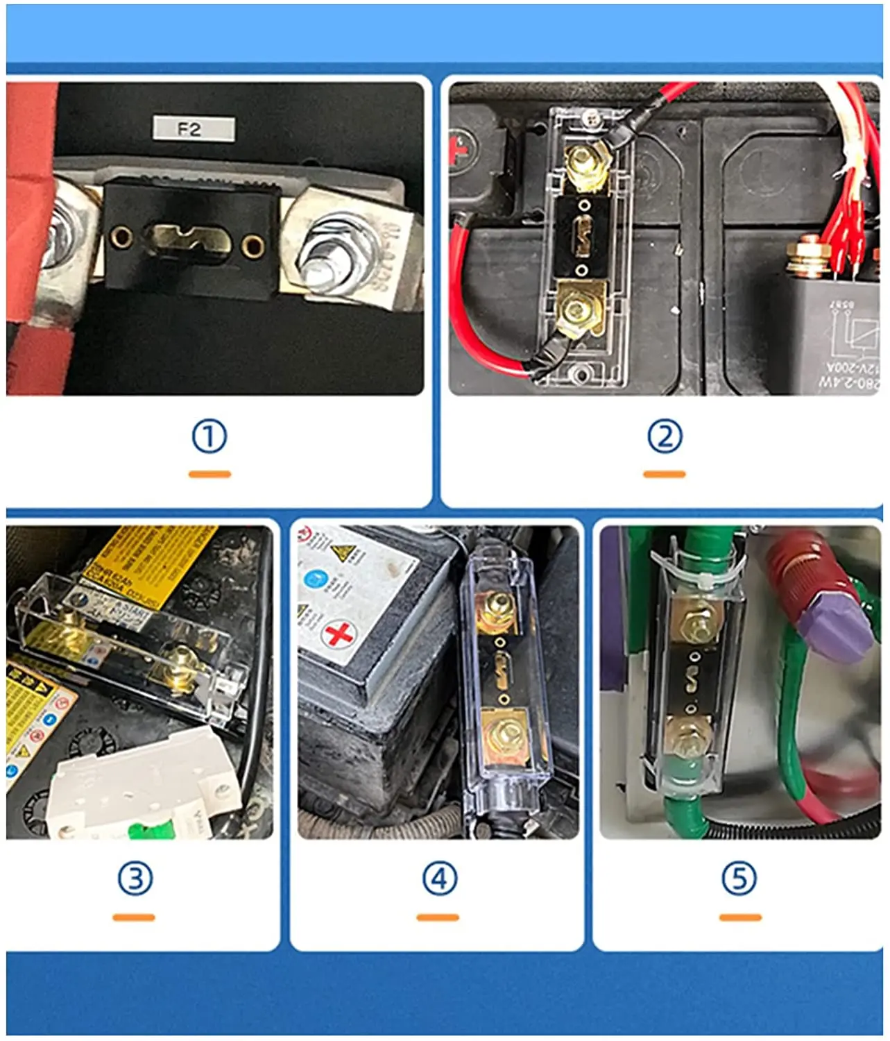 ANL カーオーディオヒューズ電源ヒューズホルダー 100A/150A/200A/250A/300A インラインヒューズ 0/2/4/8 ゲージ AWG ボルトオンヒューズ
