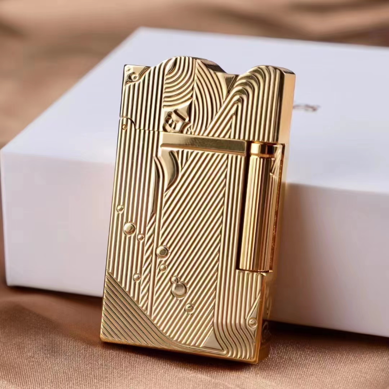 Encendedor Vintage con diseño de sirena para dormir dorado, encendedores de Gas de cobre puro para fumar cigarrillos, encendedores de Metal con sonido clásico, regalo