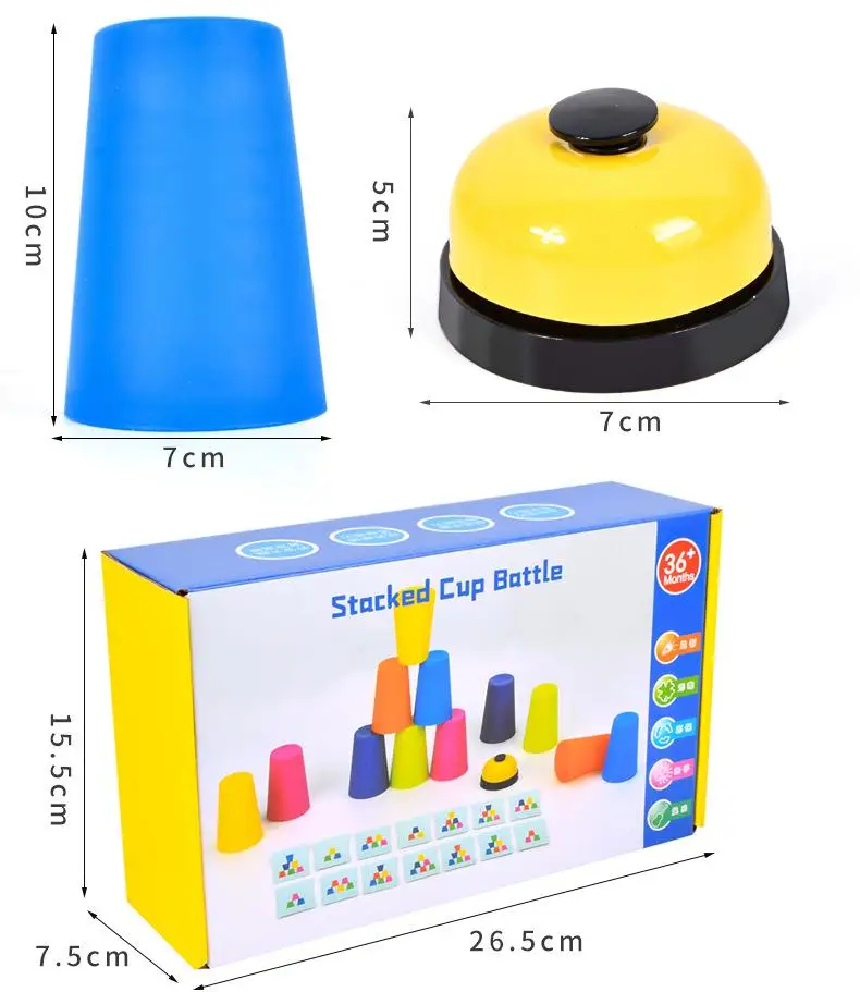 Jouets Montessori, jeu de tasse à pile avec carte, illumination intellectuelle éducative, Cognition des couleurs, formation logique pour enfants