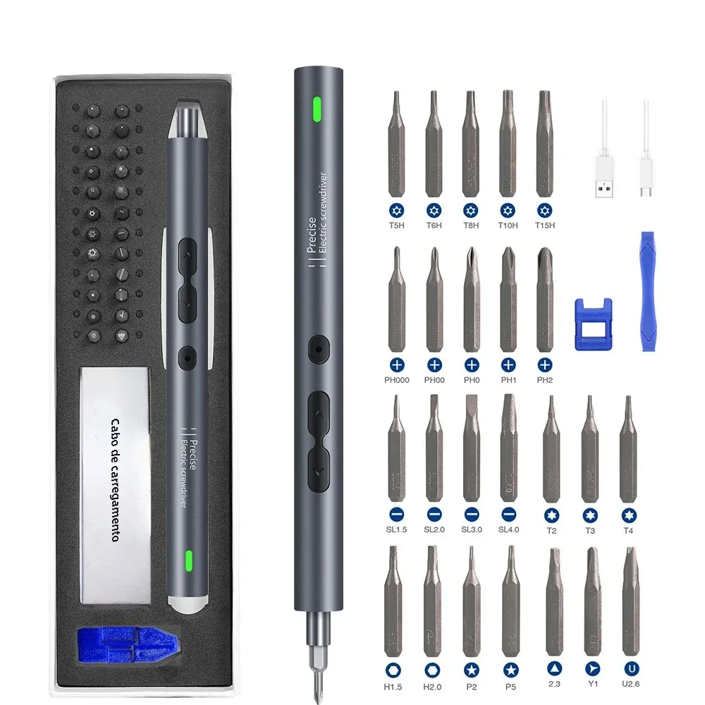 Conjunto de chave de fenda elétrica 28/62 em 1, kit de ferramentas elétricas de precisão, recarregável, sem fio, mini pontas pequenas para reparo de células móveis xiaomi