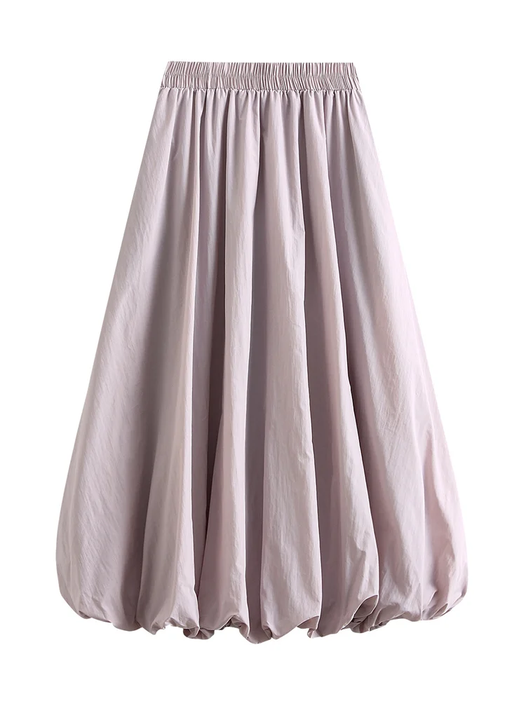 Gonne lunghe delle donne di modo di CHRONSTYLE gonne a trapezio solide elastiche a vita alta eleganti gonne a pieghe casuali allentate arricciate 2024 nuovo