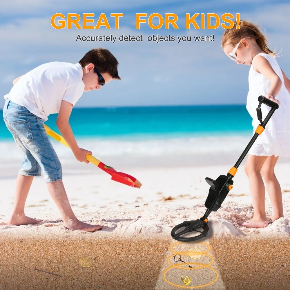 Impermeável Kid Metal Detectores, Detector de Ouro, Lightweight Search Coil, Ajustável para Junior, 7.4 ", 24" a 35"