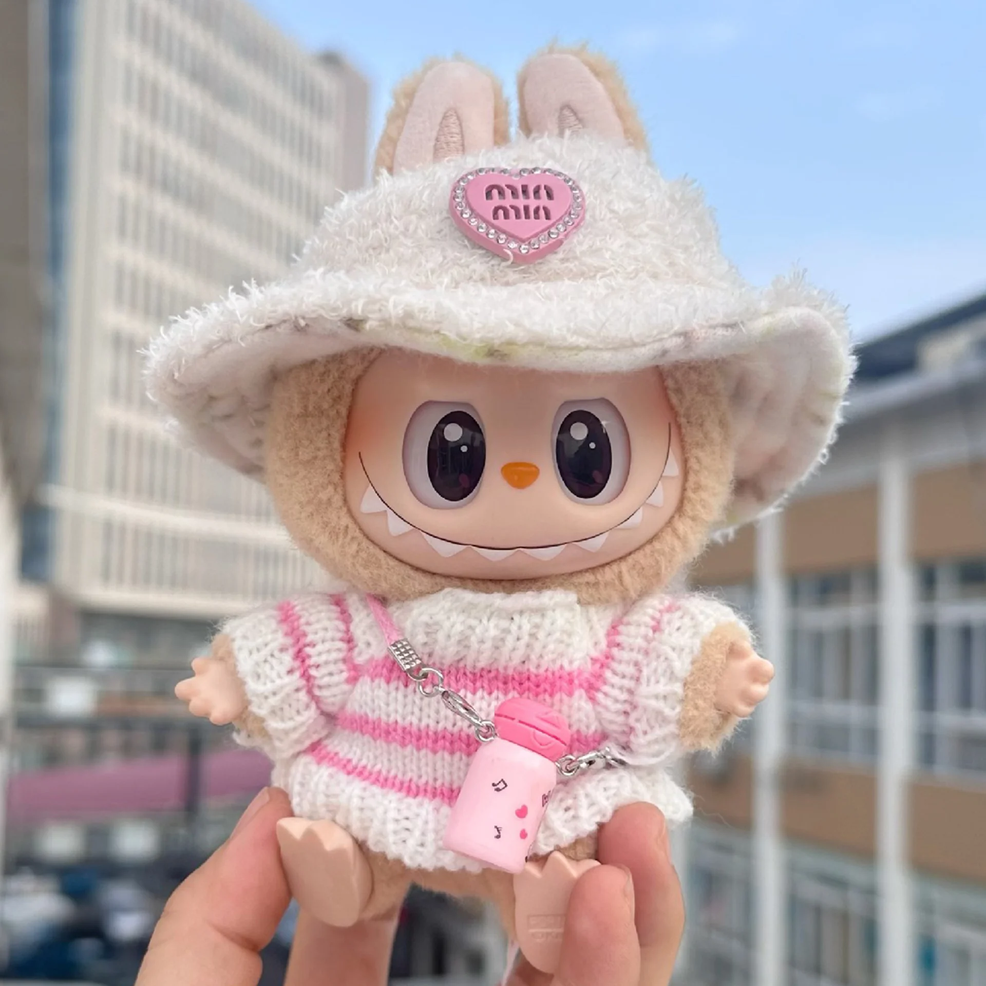 Для Labubu V1 V2 Idol, милая кукольная одежда, модный свитер, аксессуары для сидения, вечеринка, розовый, белый