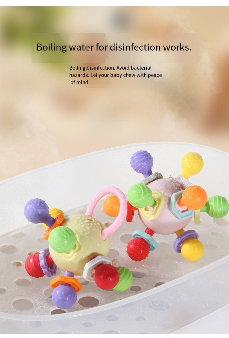 Pelota de agarre redondeada para bebé, juguete para bebé para el desarrollo educativo temprano, seguro para la dentición y la masticar