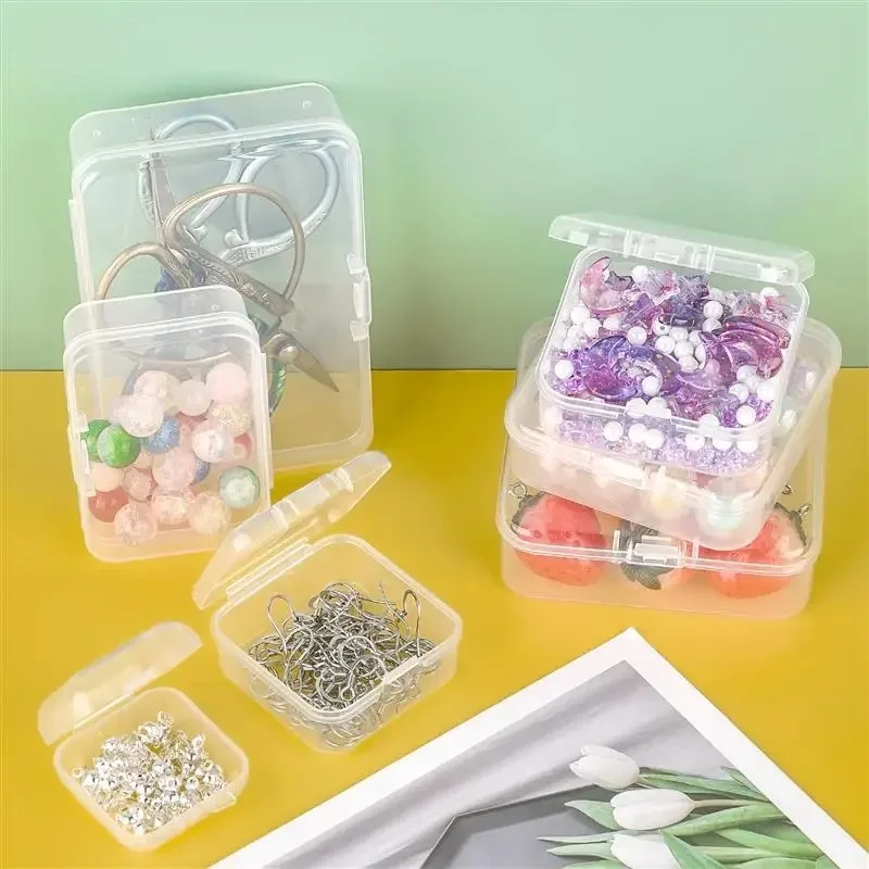 10pcs Plastic Box Rectangular Box Translucent Box Packing Box Storage Box Dustproof Solid Strong Jewelry Storage Case Container