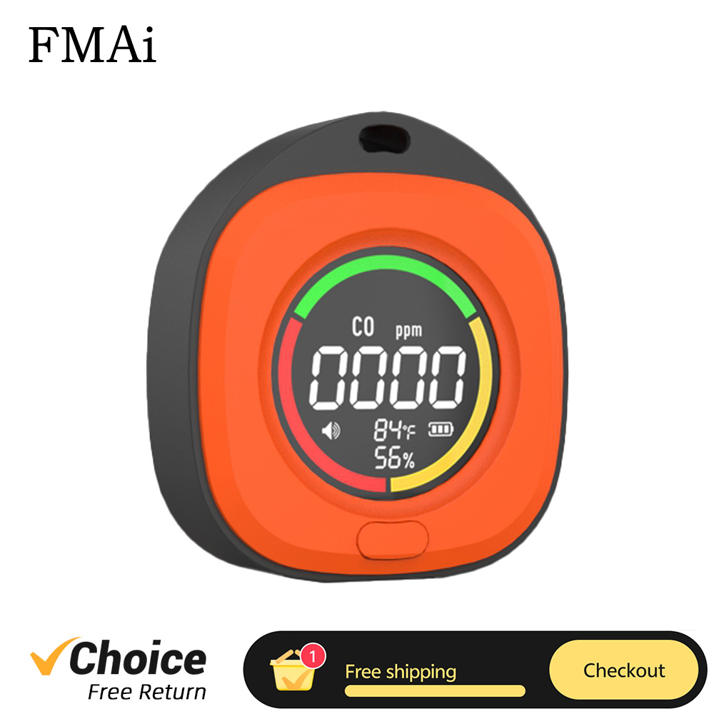 FMAI K5D Carbon Monoxide Detector CO Air Quality Monitor 1000mAh Battery LED Screen USB Type-C Charging for Indoor and Travel