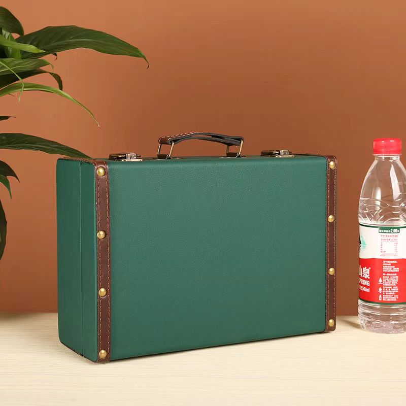 Estuche de cuero portátil Vintage, caja de almacenamiento con certificado de embrague de escritorio, caja de tesoro de joyería, decoración de fotografía