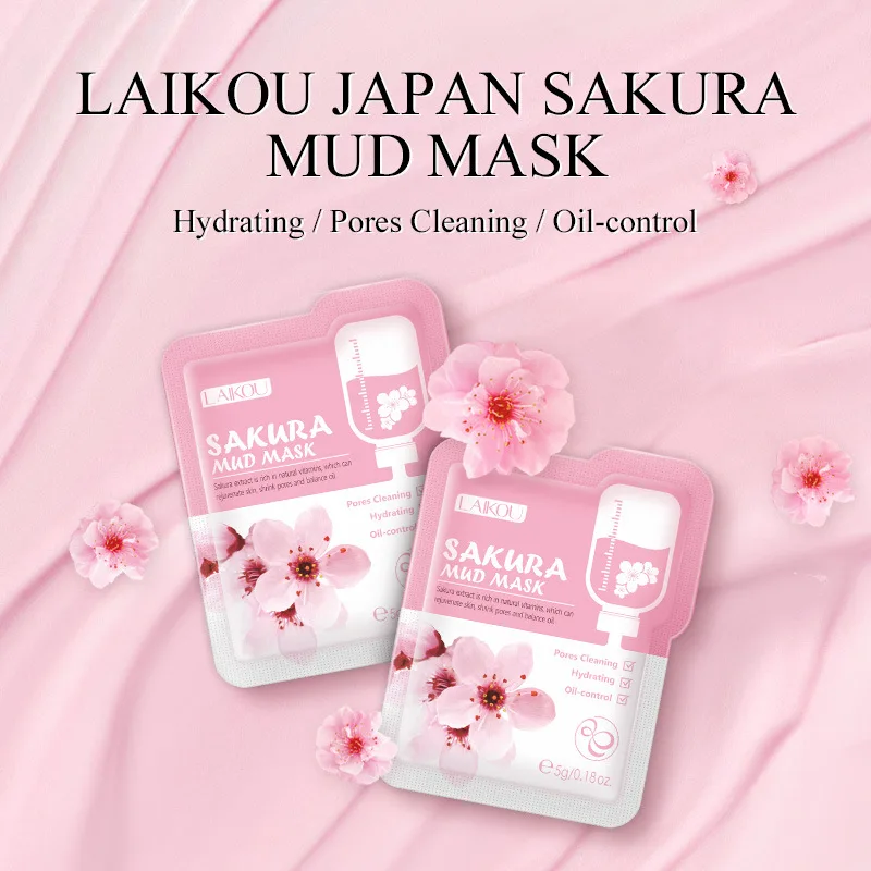 LAIKOU 5 Chiếc Mặt Nạ Bùn Mặt Nạ Đất Sét Sakura Matcha Cà Tím Tinh Đậu Xanh Kiểm Soát Dầu Làm Sạch Sâu Làm Trắng chăm Sóc Da Mặt