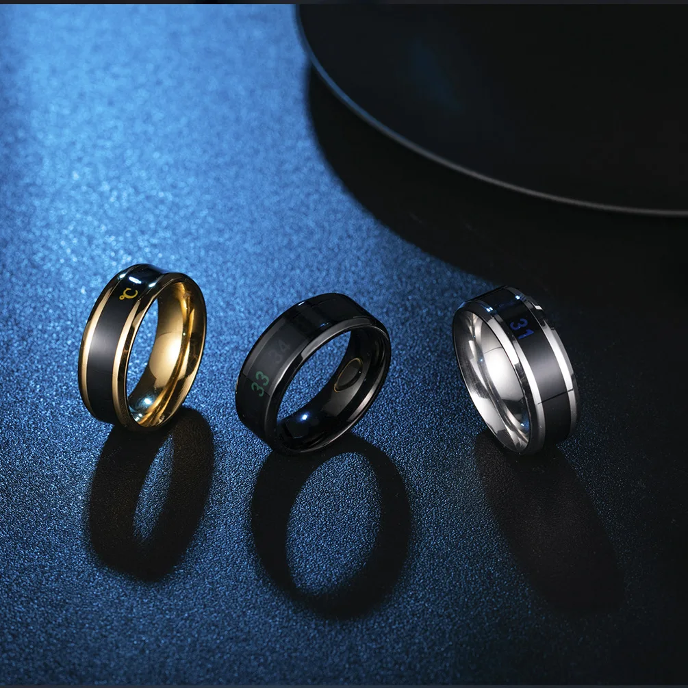Anillo de banda de amor de acero inoxidable con cuerpo de Sensor inteligente con función de medición de temperatura anillos para parejas accesorios Anillo