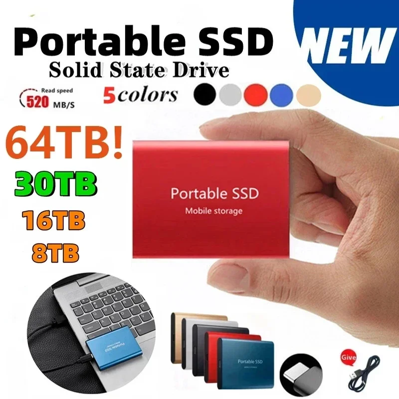 For xiaomi Portable 128TB 64TB SSD External Moblie Hard Drive High Speed 16TB 8TB Hard Disk for Desktop Mobile Laptop Comp