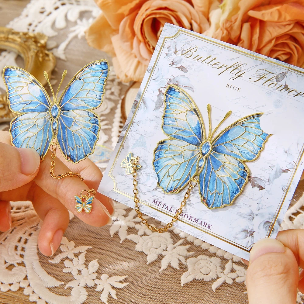 Mini segnalibro in metallo a farfalla carina con design a catena e lamina d'oro, porta pagine a libro a farfalla, segnalibro vintage per aiutare la lettura
