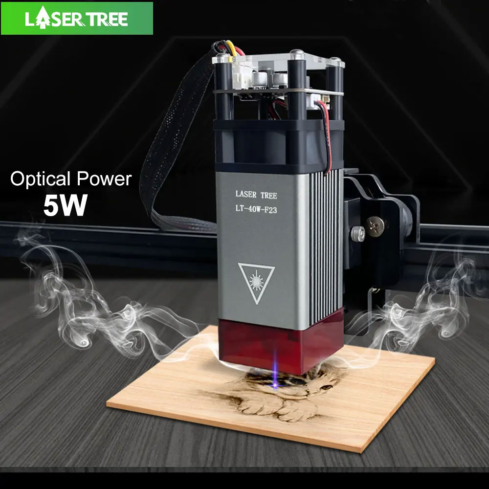 Módulo láser de 40W, Enfoque Ajustable de 12V, cabezal CNC láser azul de 450mm para máquina de grabado y corte láser, herramientas de madera DIY