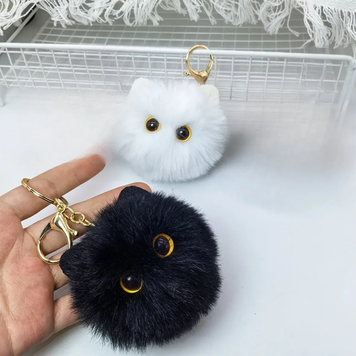 Lindo llavero de gato de peluche muñeca de dibujos animados juguete colgante llavero para mujeres niñas bolso ornamento llavero de coche estilo coreano japonés juvenil