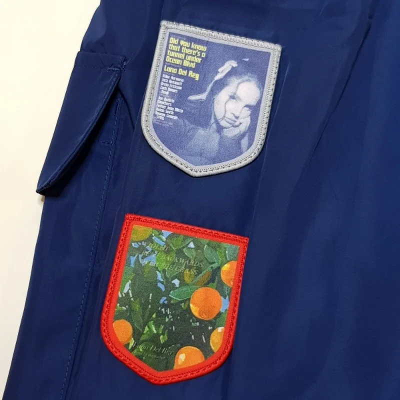 LDR เย็บปักถักร้อย Patch Racing แจ็คเก็ตที่ระลึกน้ําเงินผู้ชายและผู้หญิง Racing Lana Del เสื้อแจ็คเก็ตเสื้อยืดเครื่องแต่งกาย 2024 ใหม่