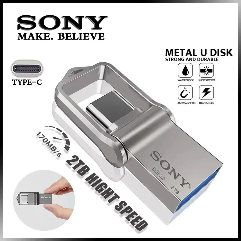 SONY 2 in 1 OTG USB-C Flash Pen Drive Metal Memory Stick Usb 3.0 flash Disk 64GB 128GB 256G USB3.0 Dual C Pendrive
