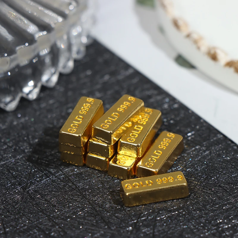 10 Stücke 1:12 Puppenhaus Miniatur Gold Bar Kupfer Münze Modell Spielzeug Simulation Dekoration Zubehör