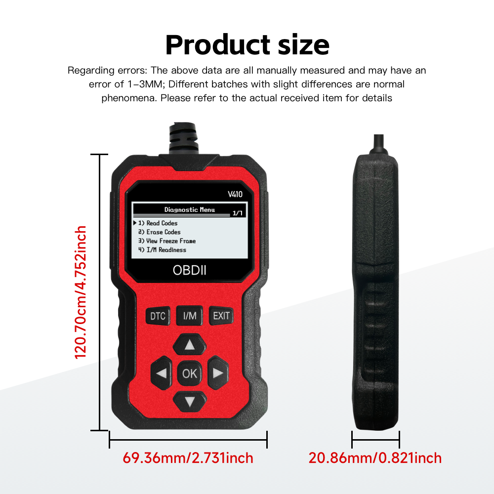 OBD2-scanner Directe foutcodelezer en spanningscontrole |   OBDII/CAN Volledige systealdiagnose |   10-seconden foutanalyse