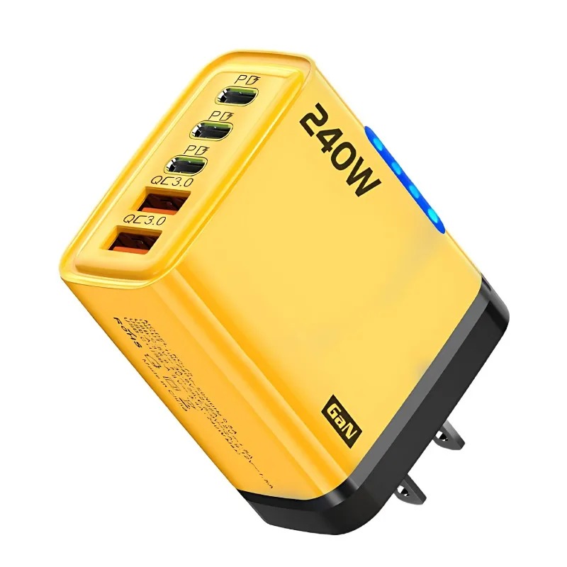 5 in 1 GaN Desktop Charger 240W Fast Charging Adapter 10A USB To TypeC Cable 3PD 2 SB Charger for IPhone 16 15pro Laptop Samsung