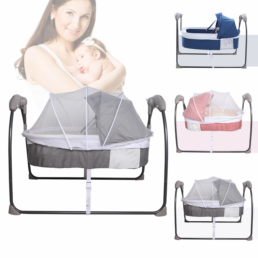 Babybett 3-Gang-Auto-Schaukel elektrische Babys chaukel Baby Türsteher Baby Liege Wiege bis zu 9kg mit Smart Bluetooth